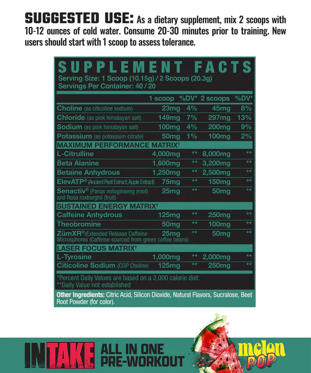 Axe & Sledge Intake Pre - 40/20 Servings - Strength, Circulation, Mass, Power, Muscle